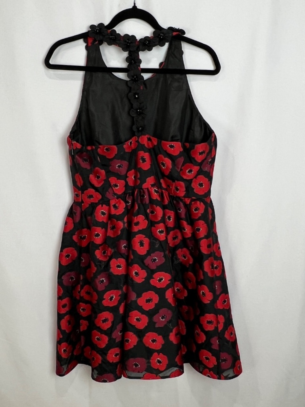 Kate Spade T-back 3-d Poppy Appliqué Jacquard Dress Sz 14 - Picture 6 of 16